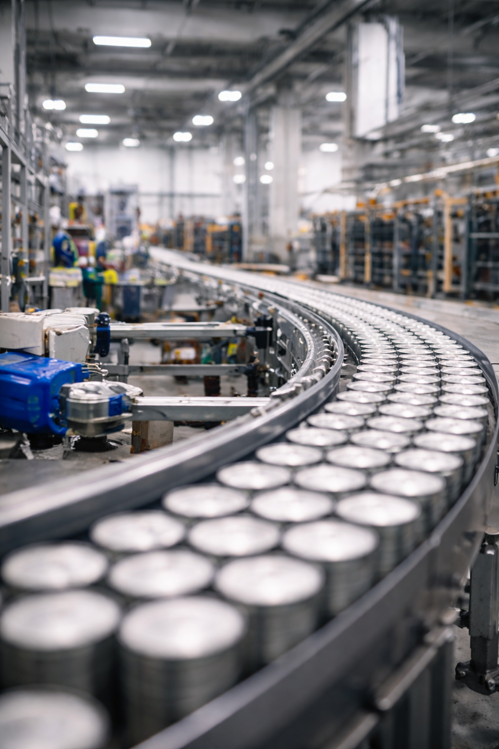 Tinplate cans on a production line at Arabian Can Industry